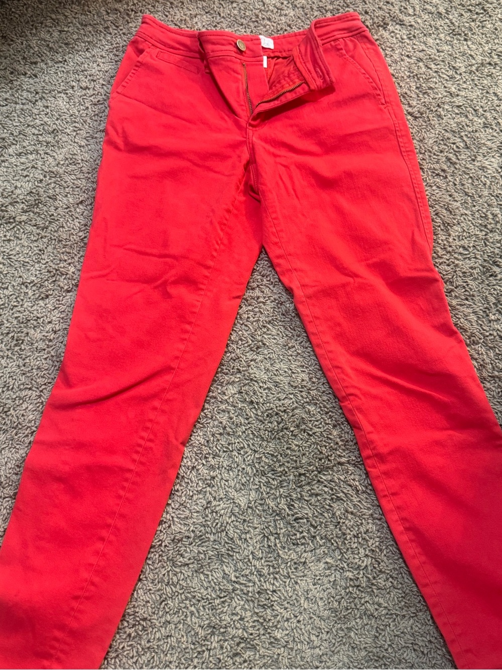 M Red Cotton Chino Pants - Classic Fit